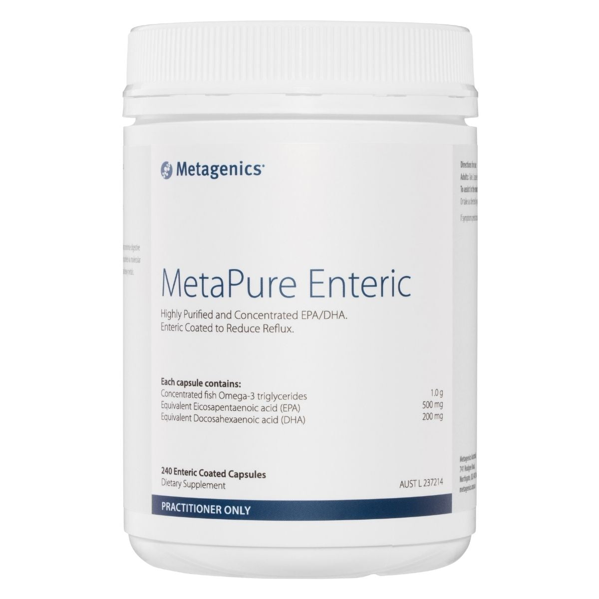 Metagenics MetaPure Enteric 240 Capsules | Vitality and Wellness Centre