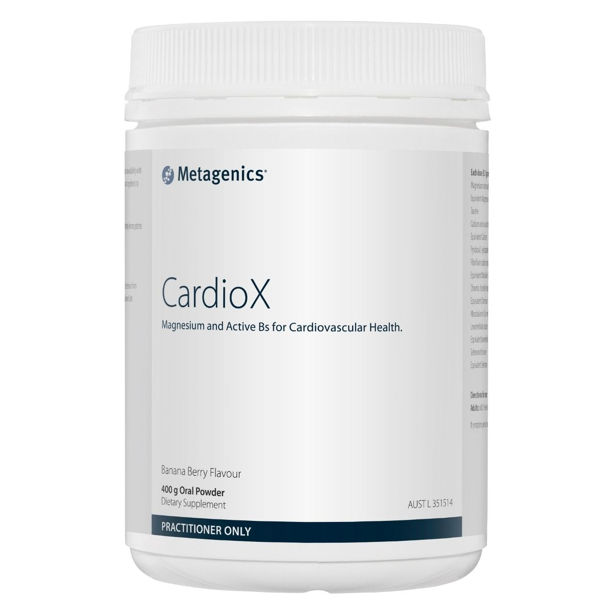 Metagenics CardioX 400g Banana Berry Powder | Vitality and Wellness Centre