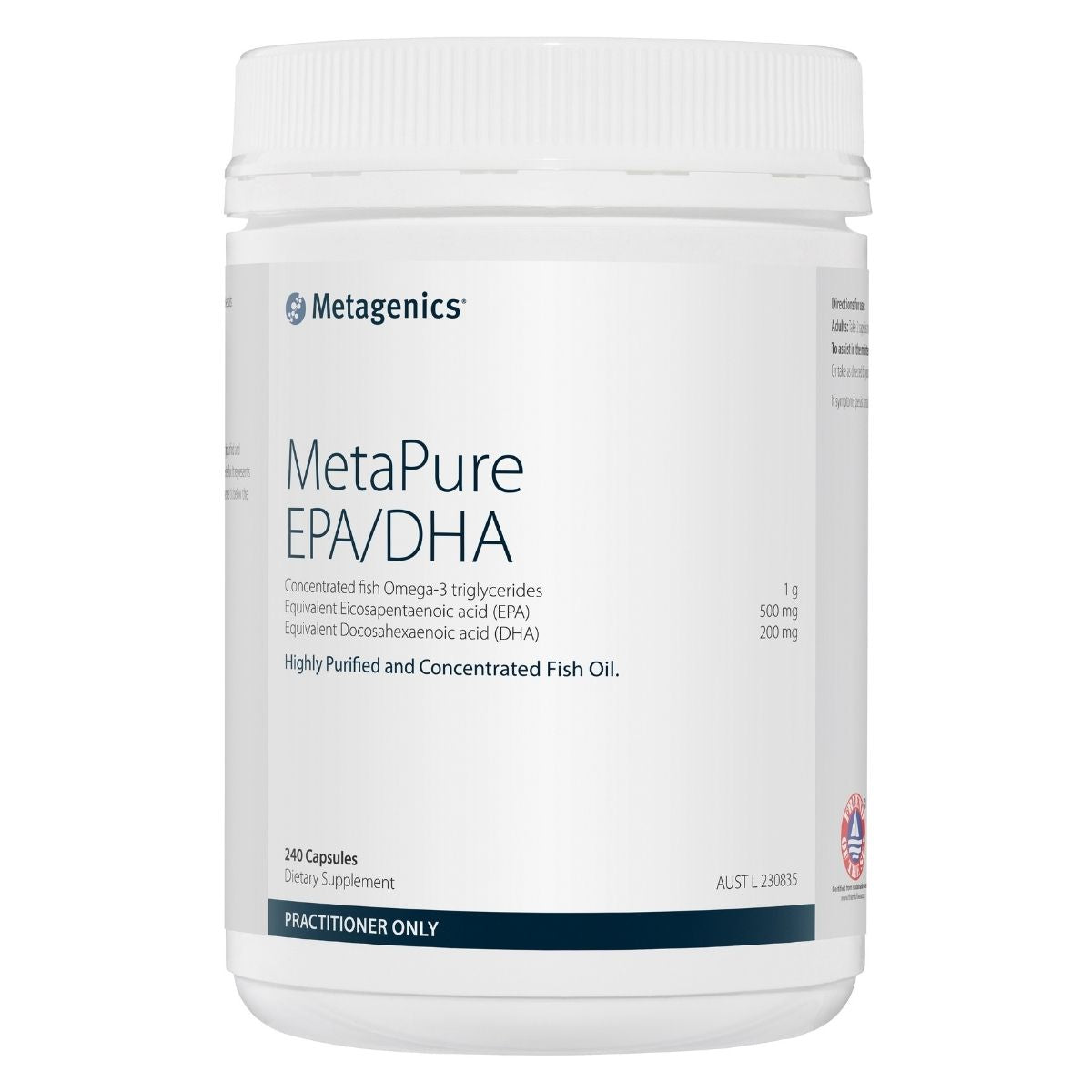 Metagenics MetaPure EPA/DHA 240 Capsules | Vitality and Wellness Centre